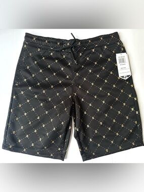 NWT Mens Black/Gold Bee Print Shorts Size Medium